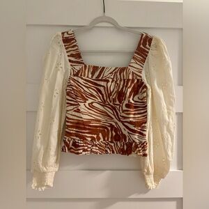 Anthropologie Brown and Cream Zebra Print Blouse